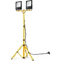 FIVMEN LED Flutlichtstrahler LED Baustrahler 2x100W LED Fluter Strahler mit Stativ und 3M Kabel, für Innen-und Außenbereich, Garage, Baustelle, Sportplatz