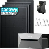 SolarMars Balkonkraftwerk mit Speicher Anker Solix Solarbank 2 E1600 Pro, 2000 W, (Balkon/Flachdach Halterung×4), 0% MwSt