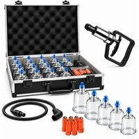 pulox Vakuum-Massager Schröpfgläser Koffer Set mit Vakuumpumpe - 19 Cuppings