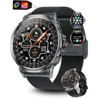 S&T Design Smartwatch Fitness Tracker Uhr für Herren mit Telefonfunktion Groß Smartwatch (4,6 cm/1,8 Zoll, iOS + Android) Geschenkbox, 1-tlg., (Android und iOS), 1,85" AMOLED-Display Whatsapp Herzfrequenz-/Schlafüberwachung