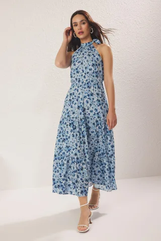 Damen-Maxikleid in Marineblau mit Paisley-Muster, ärmellos, lässig/alltagstauglich