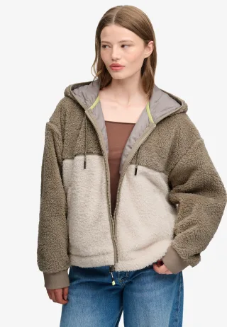 Superdry - Super Soft Kapuzenjacke mit lockerer Passform Vintage-Khaki/Off-White - Gr. - 8