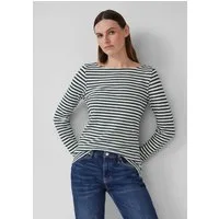 s.Oliver Langarmshirt T-Shirt Gestreiftes Langarmshirt aus Flammgarn mit U-Boot-Ausschnitt