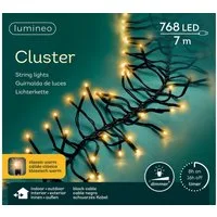 Lumineo LED-Lichterkette Lumineo Lichterkette CLUSTER 768 LED 7 m klassisch warm, schwarz, Indoor/Outdoor, dimmbar, 8h-Timer, + 5 m Zuleitung