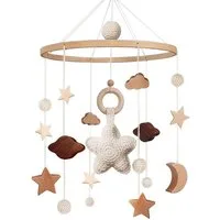 TUWENA Windspiel Mobile Baby Bettglocke mit Sterne Holz Mädchen Hängende, für Babybett Kinderbett