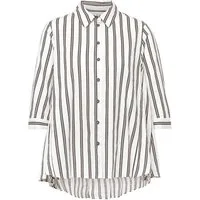 GOLDNER Klassische Bluse Baumwoll-Bluse 3/4-Arm Streifen Sportiver Doppelstreifen, klassischer Hemdkragen, breiter Abschluss