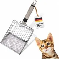LINUMA Katzentoilette Edelstahl Katzenstreuschaufel mit Kunststoffgriff Katzenklo Schaufel