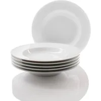 Retsch Arzberg Suppenteller Teller Set, HEIKE WEISS, Teller 23 cm, für 6 Personen, rund, Porzellan, (6 St), für den großen Hunger – 6 tiefe Teller in der größeren Ausführung