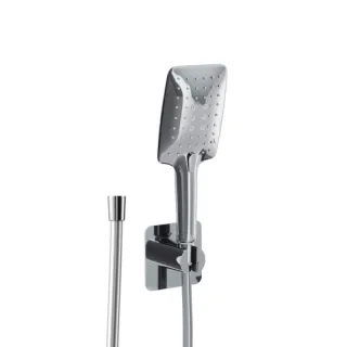 HSK Design-Handbrause AquaSwitch Softcube inkl. Brauseschlauch, Silber mit Handbrausehalter Softcube 1180080
