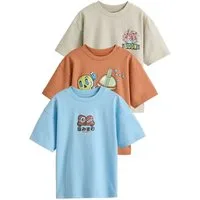 Next Print-Shirt Relaxed Fit Kurzarm-T-Shirts mit Grafik, 3er-Pack (3-tlg)