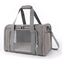 CALIYO Tiertransporttasche Hundetasche Transportbox, Atmungsaktive und Faltbare Hundebox Katzen bis 6,00 kg, mit Verstellbarem Schultergurt Katzentransportkäfig mit Plüschmatratze