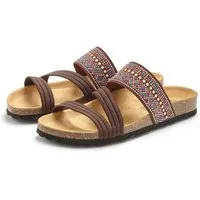 LASCANA Mule, Sandale, offener Schuh, Sommerschuh, Pantolette mit Komfortkorkfußbett aus Leder und elastischen Riemen