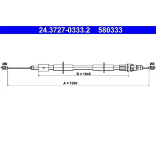 ATE Handbremsseil hinten links Citroen Xsara 24.3727-0333.2