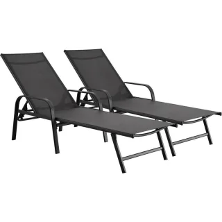 Habitat Garten Sonnenliege, Grau, Metall, 59x45x193 cm, Gartenmöbel, Gartenliegen