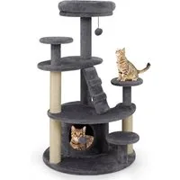 COSTWAY Kratzbaum, Katzenbaum, Katzenkratzbaum mit Höhle, Leiter, Ball