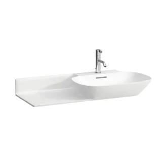 LAUFEN INO Waschtisch 8133010001041, 90x45cm Ablage links, Hahnloch und Überlauf, Saphirkeramik