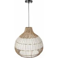 VIVANNO Hängeleuchte Rattan MEZZORA Rund - Natur Geflochten, ohne Leuchtmittel, 25x40 cm