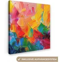 OneMillionCanvasses® Leinwandbild Abstrakt - Lackierung - Modern - Farbenfroh, Fotodruck (1 St), Wandbild, Deko Schlafzimmer Wohnzimmer Flur 20x20 cm