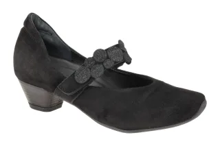 Think AIDA 3-000817-0000 Schwarz Damenschuhe Riemchen Pumps mit Glitter-Punkten