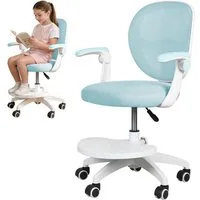 Rutaqian Schreibtischstuhl Schreibtischstuhl mit verstellbarer Fußstütze und Klapparm, Kinder-Studienstuhl 360-Grad-drehbarer für das Lernzimmer zu Hause