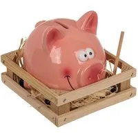Out of the Blue Spardose Rosa Keramik Sparschwein mit Hammer & Stall