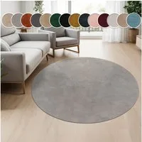 Paco Home Teppich Cadiz 630, rund, Höhe: 14 mm, Kurzflor, Uni-Farben, besonders weich, waschbar, Wohnzimmer