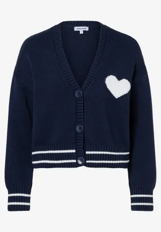 MORE & MORE - Cardigan mit Herz blau - Gr. - 42