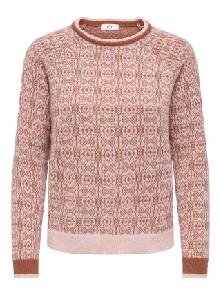 JDY - JDYBRYN LIFE L/S ONECK JACQ PULLOVER KNT Peachskin - Gr. - XL