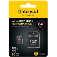 Intenso Micro SDXC Karte 64GB UHS-I Performance 90MB/s Class 10 Speicherkarte