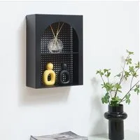 en.casa Wandregal, »Jäller« Metall 40 x 30 x 13 cm Schwarz