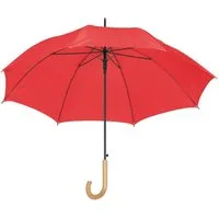 Macma Stockregenschirm Automatik-Regenschirm mit Holzgriff und Holzspitzen / Farbe: rot