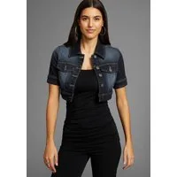 Arizona Jeansjacke aus Baumwollmischung, figurbetont, extrakurz, in Stretch-Qualität