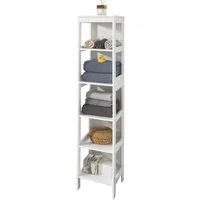 SoBuy Badregal BZR14, Küchenregal, Bücherregal, Leiterregal, Eckregal, Badregal, Lagerregal, mit 6 Ebenen, Bücherregal Standregal Badezimmer