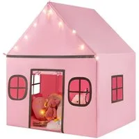 COSTWAY Spielzelt Kinderzimmer, Kinderzelt mit Türvorhang & Sternlichter