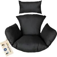 sunnypillow Hängesessel Auflage für Rattan & Polyrattan Hängeschaukel, Schwarz