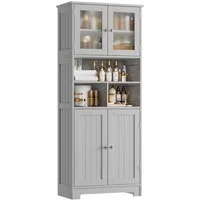 HOMECHO Hochschrank Badezimmerschrank Badschrank mit 3 Fächern und 4 Türen