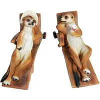 Garden Pleasure Gartenfigur Erdmännchen auf Liege, CHILLI & WILLI, Polyresin, enthält ein Pärchen