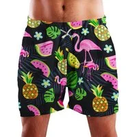 King Kameha Badeshorts Flamingo Melone Hawaii Bade-Shorts Mesh-Einsatz Verschluss Kordelzug Mit integriertem Mesh-Innenslip für extra Komfort
