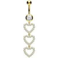 PIERCINGLINE Bauchnabelpiercing Chirurgenstahl Bananabell 3 KRISTALLHERZEN (Bananabells, 1-tlg)