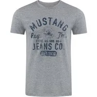 MUSTANG T-Shirt Herren Printshirt Basic Print Regular Tee (1-tlg) Kurzarm Tee Shirt mit Rundhalsausschnitt aus 100% Baumwolle