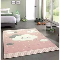 Carpetia Kinderteppich Teppich Kinderzimmer Kinderteppich Wolken rosa, rund, Höhe: 13 mm