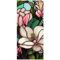GarveeMore Fenstersticker Bunte florale Retro-Fensterfolie abnehmbar Uv-Blockierung Wärmedämmung, Nicht klebend Glasmalerei Fenster Film Dekor abnehmbar Static Cling