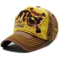 Sporty Baseball Cap Fight Skull Vintage Style Used Washed Look Retro Kappe Cap mit Belüftungslöchern