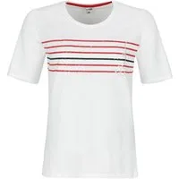 modAS T-Shirt 46113 Damen Kurzarmshirt mit Anker-Streifen-Print - Maritimes Rundhalsshirt