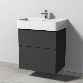 Sanipa 3way Waschtischunterbau zu Laufen VAL Waschtisch mit 2 Auszügen, Graphit-Matt SP8211B