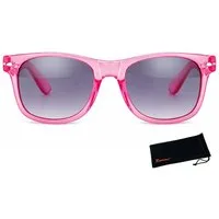 Rennec Sonnenbrille (Nerd Sonnenbrille Damen Herren Retro Gestell Transparent) Gläser Lila Verlaufsgetönt, Federscharniere an den Brillenbügeln