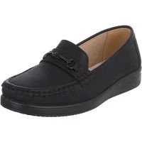 Ital-Design Damen Loafer Mokassin Slip-On mit Zierdetail Slipper (91849569) Flach Mokassins in Schwarz