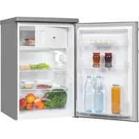 exquisit Kühlschrank KS16-4-HE-040E inoxlook, 85,5 cm hoch, 55 cm breit, Platzsparend & praktisch: 109 L Mini-Kombi mit Gefrierfach