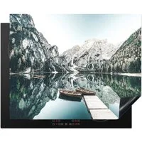 MuchoWow Herd-Abdeckplatte Landschaft - Boot - Winter - Berge, Vinyl, (1 tlg), Herdabdeckplatten für Ceranfeld, Induktionsschutz, 65x55 cm