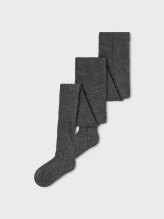 NAME IT - NKNPANTYHOSE RIB 2P NOOS dark grey melange - Gr. - 98/104